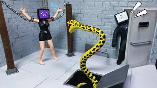 Making TV Man Save TV Woman from Snake - Skibidi Toilet | Polymer Clay | Diorama