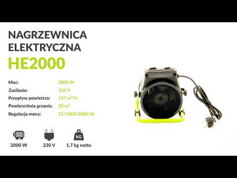 Електричний обігрівач 2 кВт Gardyer HE2000 Тепловентилятор, видео 2