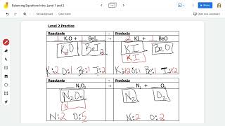 Balancing Equations Level 2 Box Method
