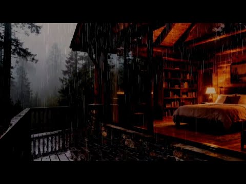 Cozy Cabin Night 🌲 Heavy Rain Sounds for Deep Sleep - YouTube