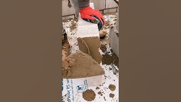 the technique of leveling the cement mixture in the brick and at the same time installation #shorts