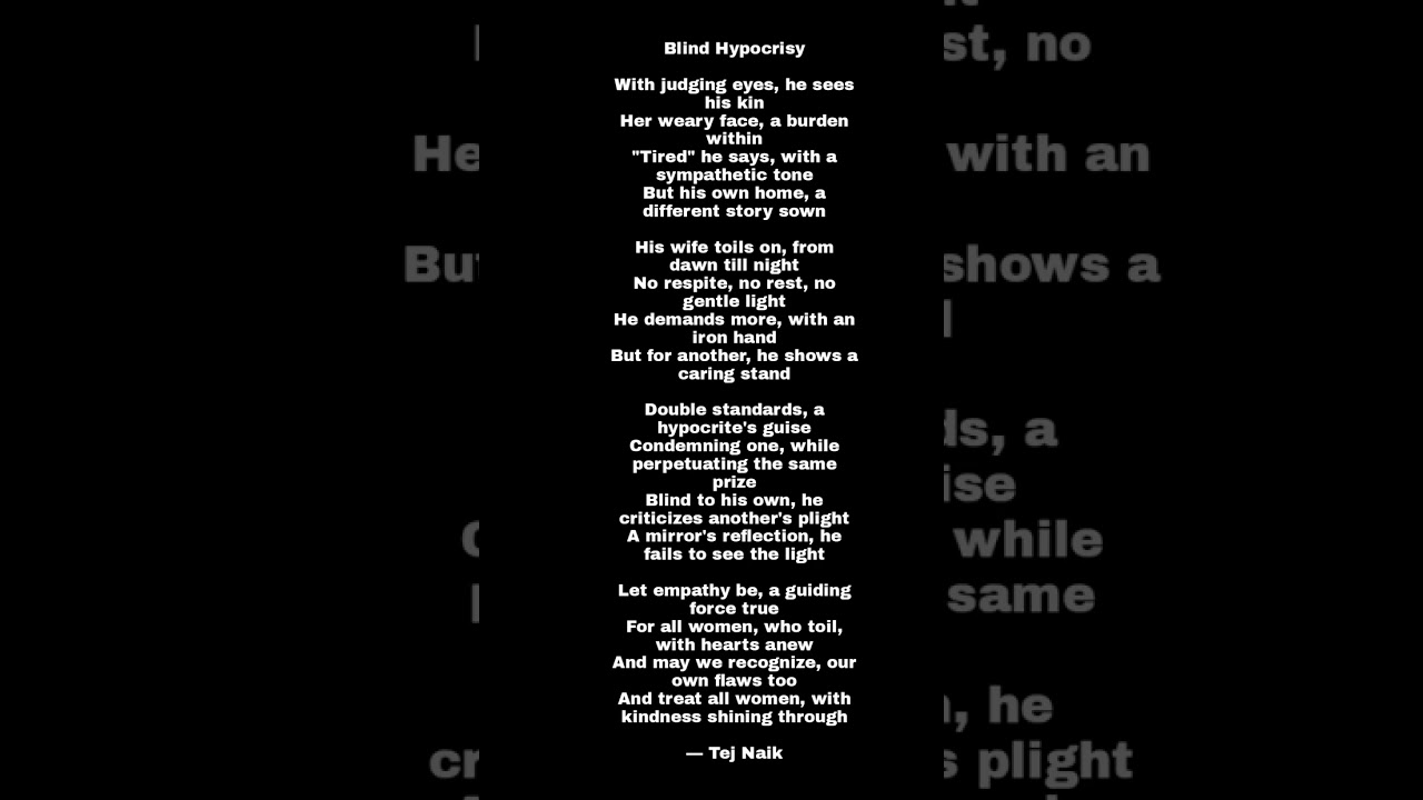self written poetry on blind hypocrisy