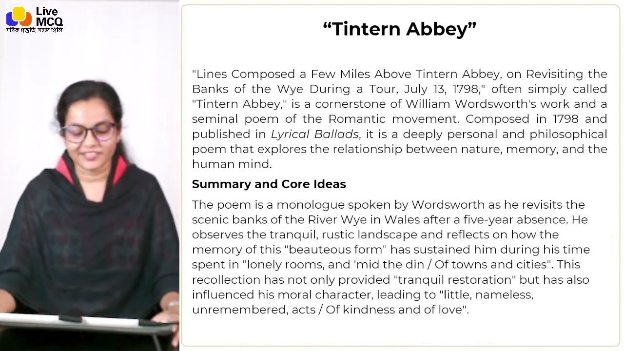 📘 Lecture 5 | William Wordsworth | 49th BCS (Education) English | Live MCQ