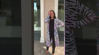 525 America Zebra Print Long Cardigan