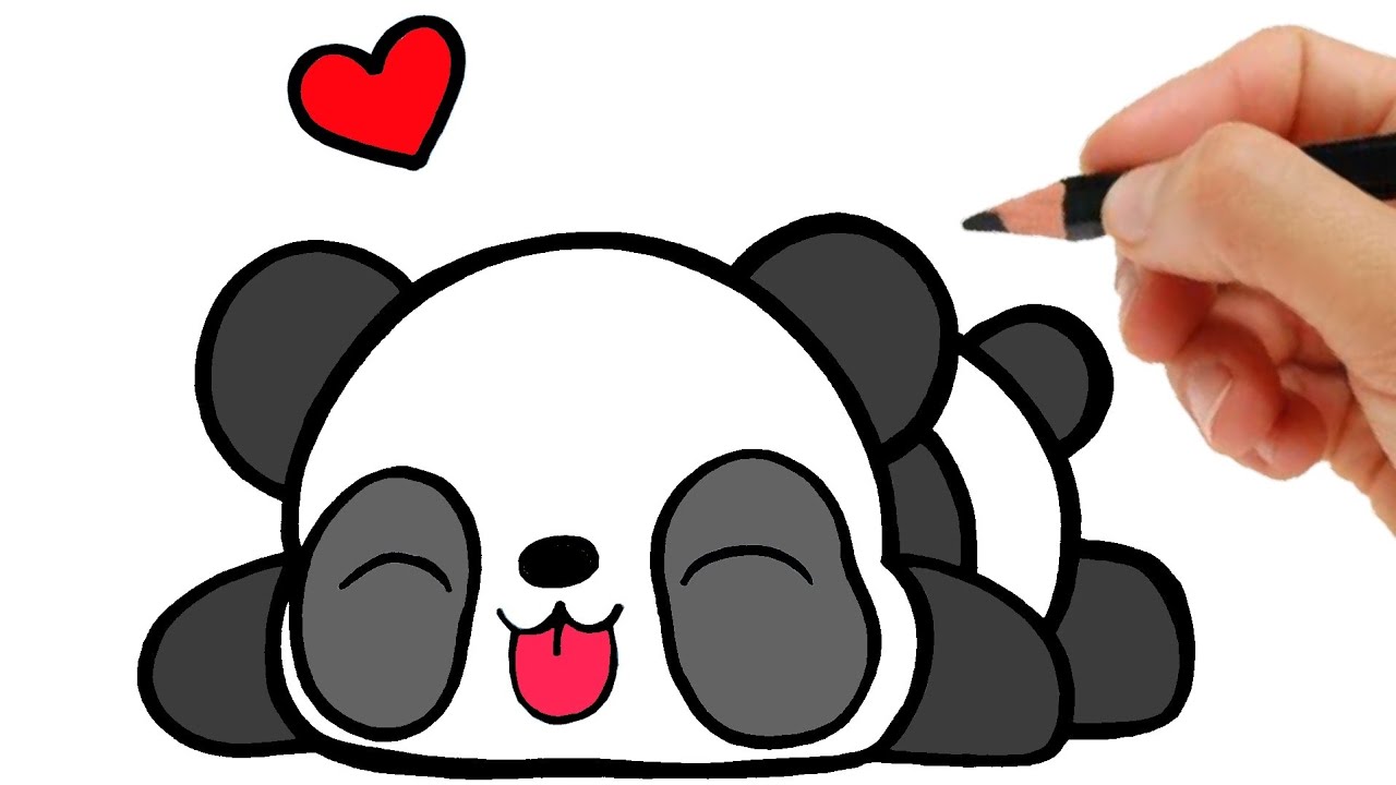 DRAWING A PANDA kawaii - dibujos kawaii - how to draw a cute panda 