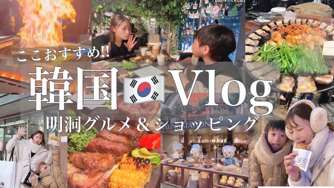【韓国Vlog】🇰🇷３泊4日子連れ旅行｜明洞で王道グルメやショッピングひたすら楽しむ旅