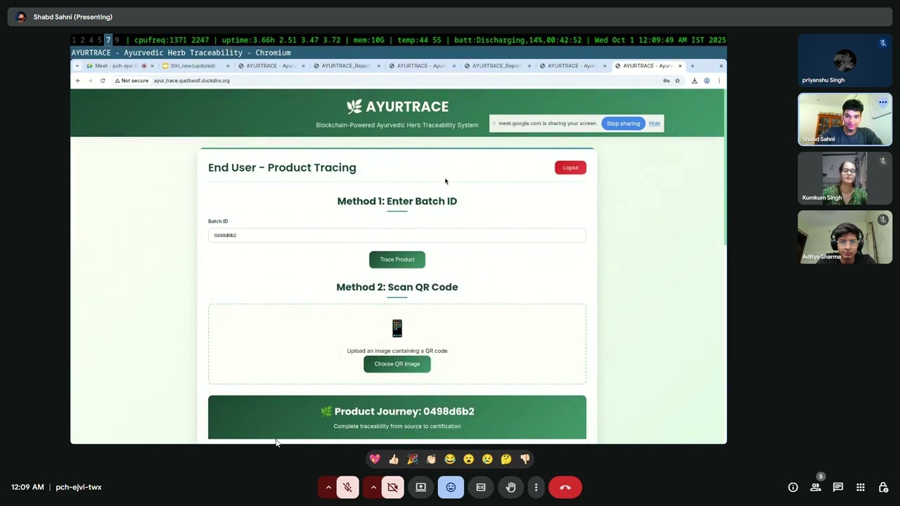 AyurTrace - A blockchain based herb traceability system