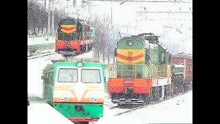ЧМЭ3-2618, ЧМЭ3-504 и АМД3-003. Diesel locomotives CHME3-2618, CHME3-504 and railcar AMD3-003