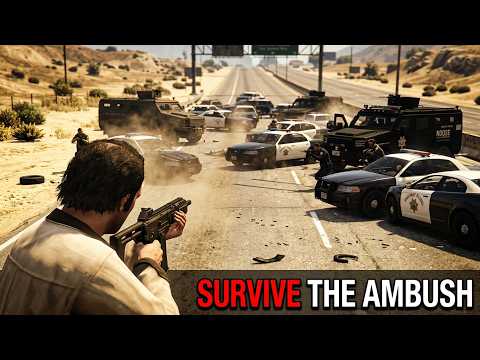 GTA 5 - Highway Patrol Checkpoint Shootout + Ten Star Escape
