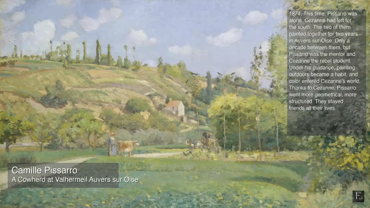 Camille Pissarro - A Cowherd at Valhermeil - 2 Hour Screensaver