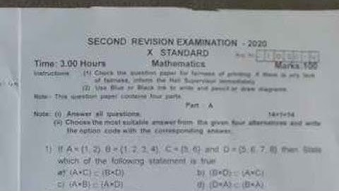 10th maths second revision exam question paper 2020