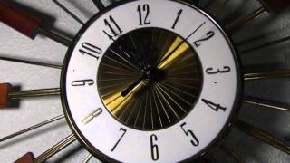Vintage Mid Century Modern Elgin Atomic Starburst Clock with Matching Candle Sconces