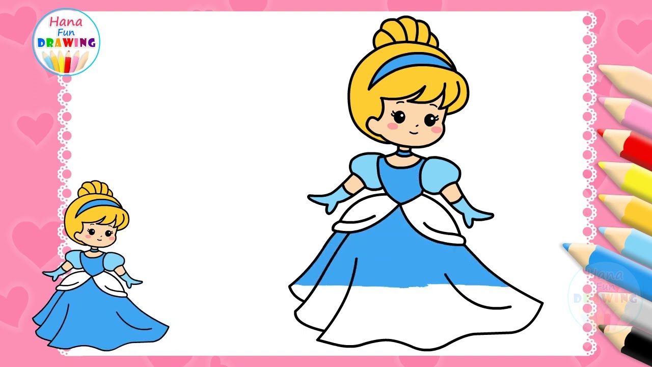 How to Draw Cinderella Disney Princess  | Easy Princess  Drawing Tutorial | Draw with me