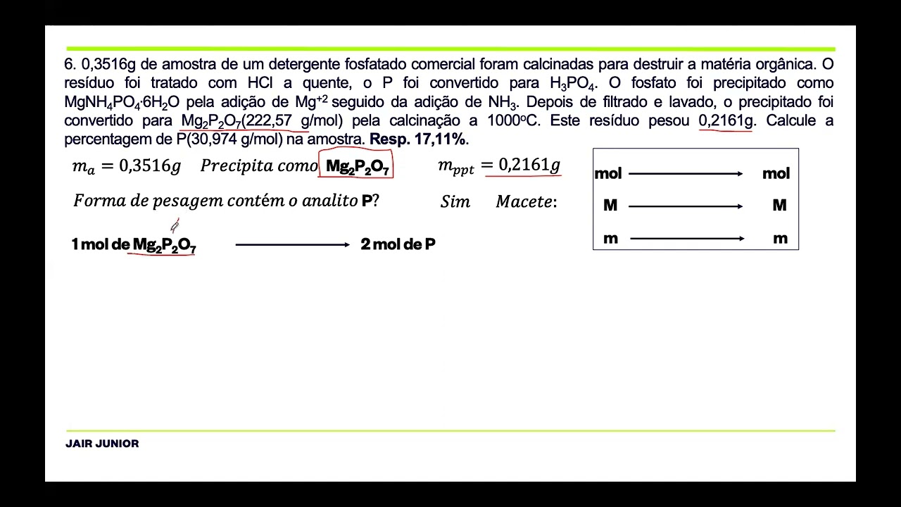 Aula 14. Resolução de exercícios de Gravimetria Parte II