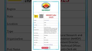NHRDF Recruitment 2025 | New Job Vacancy 2025 #shorts #freejobhelp
