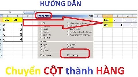 Thủ thuật Excel: Chuyển dữ liệu cột thành hàng