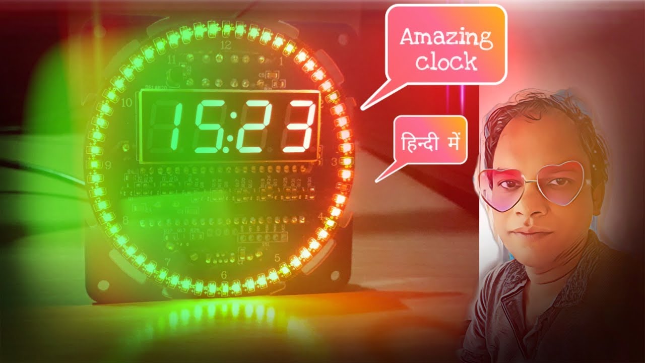 Rotating Led 4 Digit Electronic Clock Learning Board ( in Hindi)