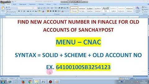 4. FINDING NEW ACCOUNT NUMBER CNAC (TAMIL)
