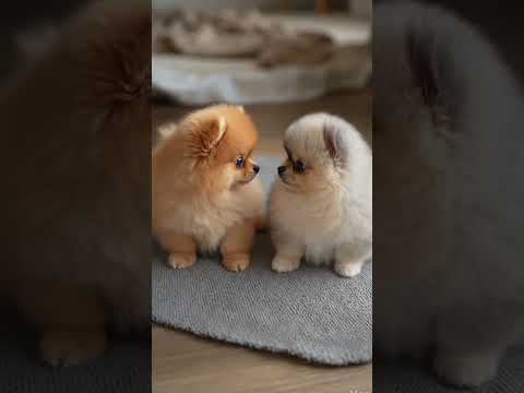 포메라이안  / 심장 폭행 주의! 솜뭉치 두 마리의 낼름 공격 👅 럭키비키한 귀여움에 중독되어 버림 #심쿵영상 #댕댕이그램 #포메 #인기급상승 #강아지짤