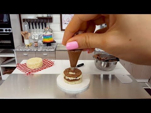 Mini, real PANCAKE cake with chocolate 🍰🥞/ mini  cooking / mini food / tiny cake / miniature cooking