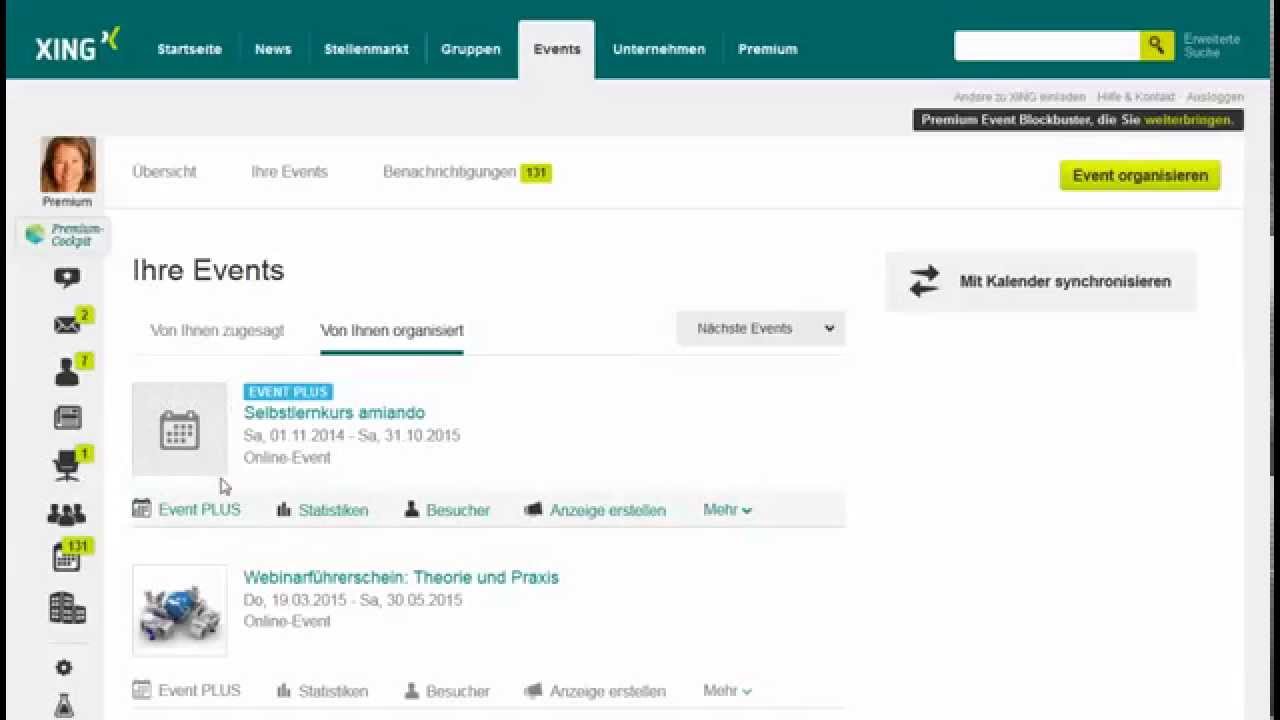 Event Plus Funktion XING - www.sabine-piarry.com