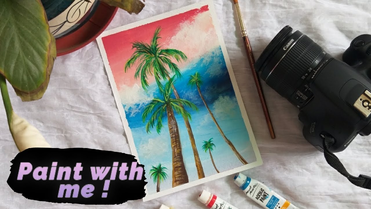 How to paint Palm trees.( Paint with me ) 🎨🌴 YouTube