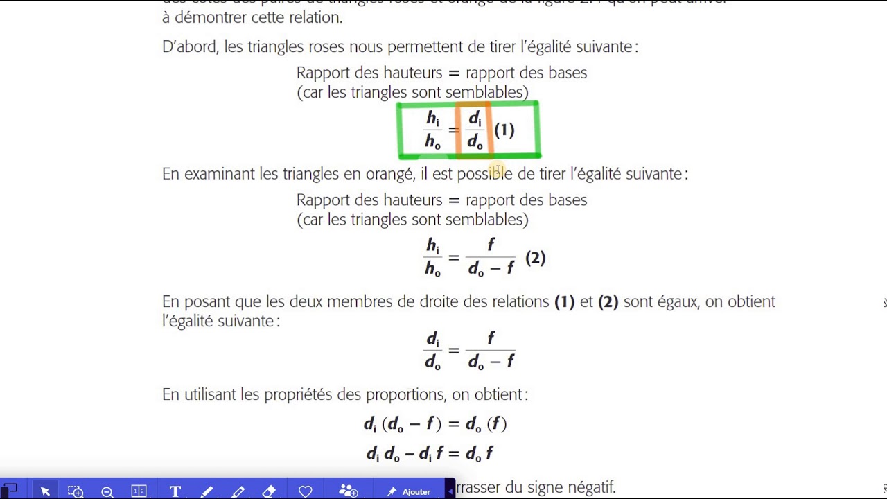 2.6 - Trouver algébriquement les caractéristiques de l'image formée par un miroir courbe (suite)