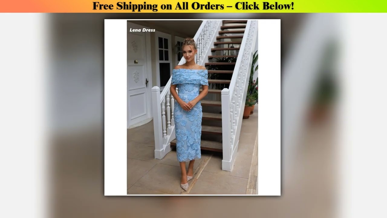 Lena Robe Soiree Sky Blue Wedding Evening Dress Woman Off the Shoulders Fish Tail Ball Gown Dress