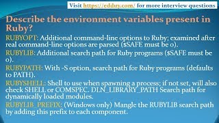 Ruby Interview Questions and Answers for freshers and experienced– Part 1
