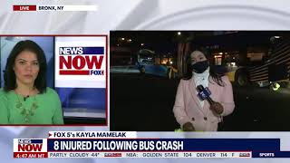 Bus careens off road, dangles from Bronx overpass injuring 8