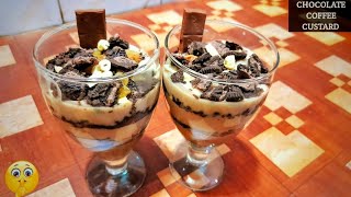 Chocolate coffee custard | chocolate custard recipe | chocolate custard pudding