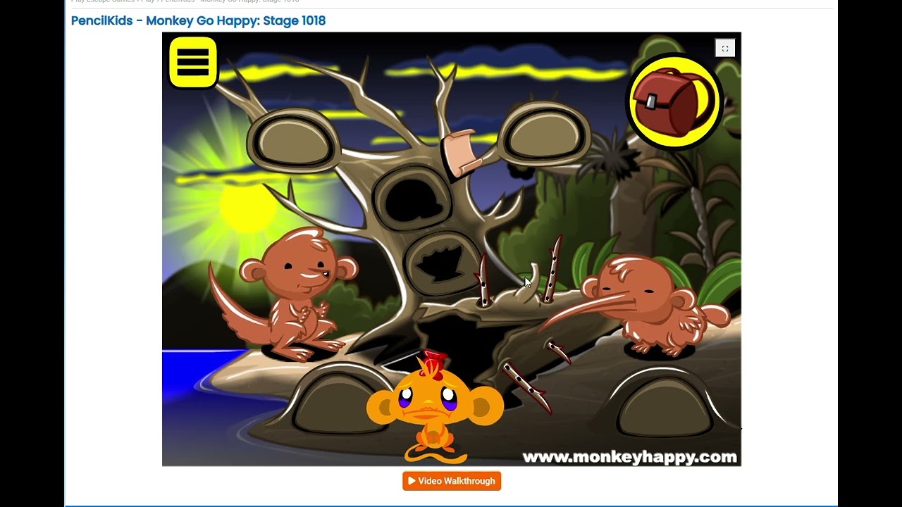 Monkey Go Happy Stage 1018  walkthrough - pencilkids
