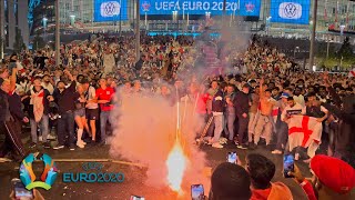 Euphoria outside Wembley Stadium ️ England fans celebrate first major semi-final win since 1966
