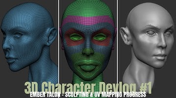 Creating My First 3D Game Character | Ember Talon Devlog #1 (Sculpt + UV Unwrapping)