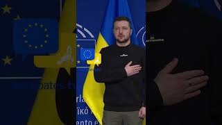 Sing, stand, hand on heart for Volodymyr Zelenskyy at EU Parliament! Ukraine National Anthem