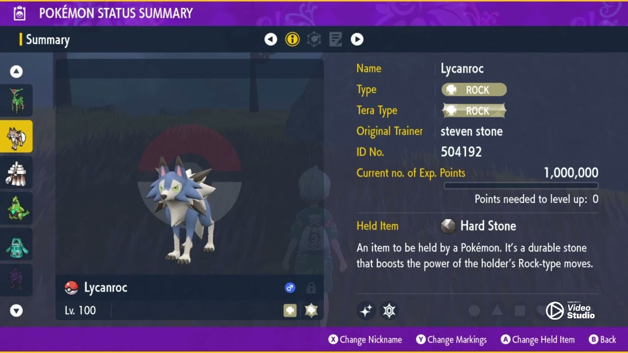 Shiny Lycanroc Pokémon Violet post game team