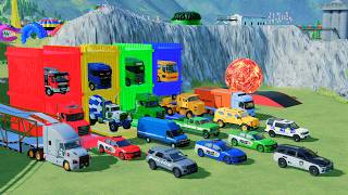 TRANSPORTING POLICE CARS, AMBULANCE, BOX TRUCK, MIXER TRUCK, SUPERCARS WITH SCANIA TRUCK - FS22 #3
