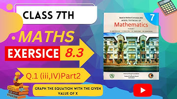 Class 7th EXERCISE NO 8.3  Q.1 Part 2  UNIT 8 | GRAPH THE EQUATION WITH GIVEN VALUE X | NBF |