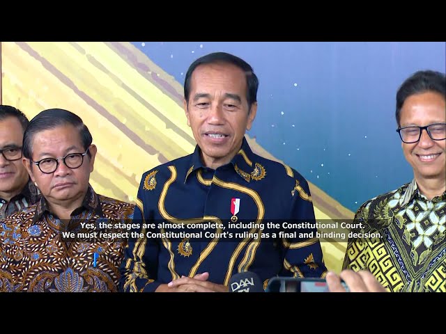 Presiden Joko Widodo menanggapi putusan Mahkamah Konstitusi terkait perselisihan pemilu presiden class=