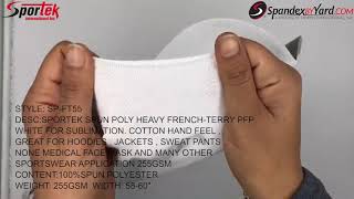 SP-FT55 Sportek Spun Poly Heavy French-Terry PFP White for Sublimation