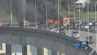 2 vehicles catch fire on I-164 east on West Norfolk Bridge; multiple injuries