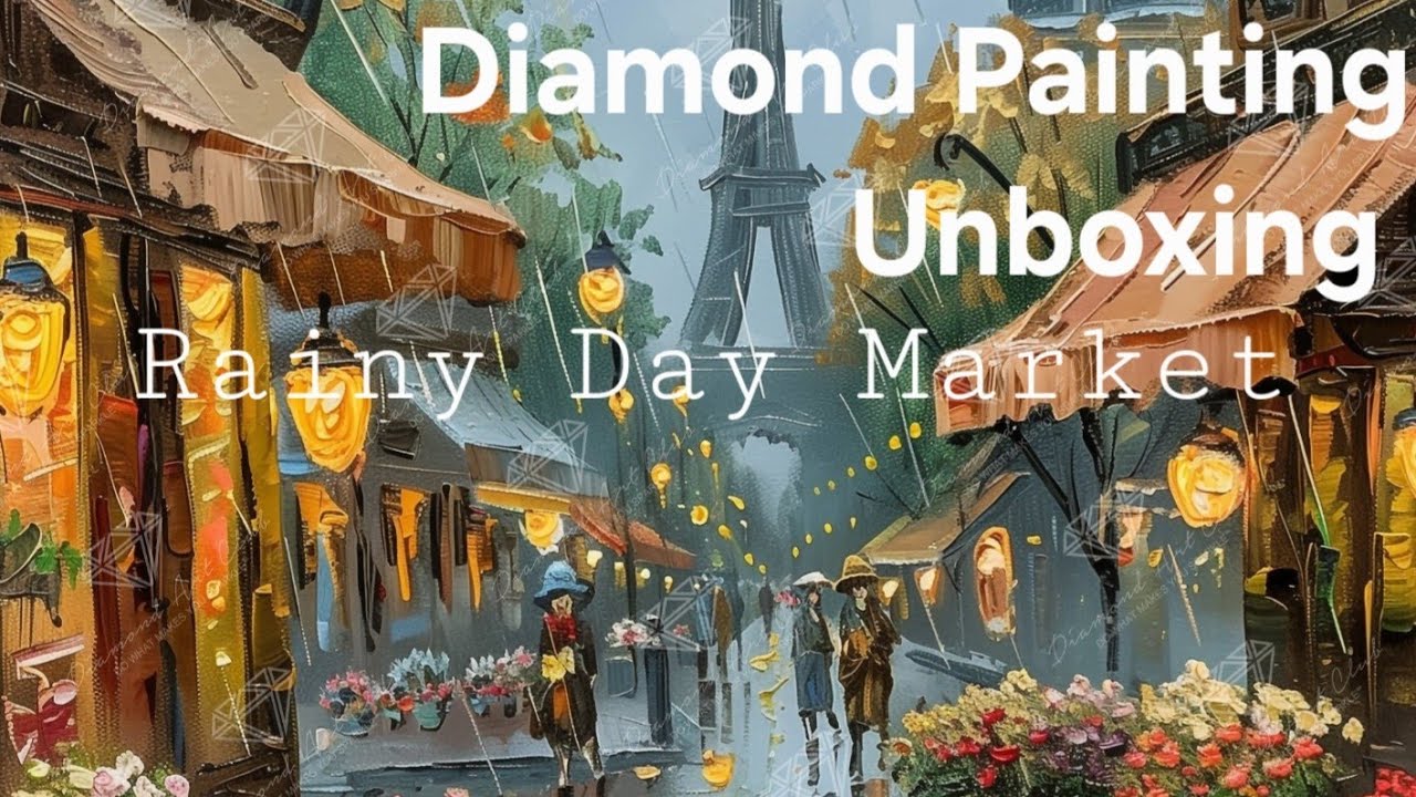 Распаковка Diamond Art Club / Набор для алмазной живописи Rainy Day Market 🌧️