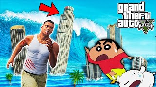 GTA 5 : SHINCHAN surviving Tsunami and  Meteoroid crash Again!