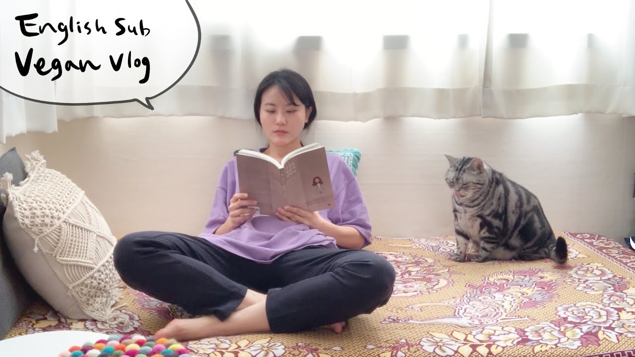 (Eng sub) 휴일 브이로그 ️비건 먹방 눕방 + 고양이 최고 Korean vegan vlog with cat 💚
