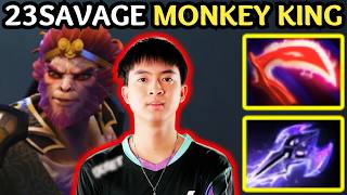  23savage Monkey King Carry God  Insane Wukongs Command Domination  Dota 2 Carry