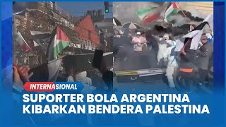 Viral Suporter Bola Argentina Bawa Peti Jenazah Berbendera Israel dan Kibarkan Bendera Palestina