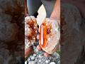 Hidden Orange Crystal Geode with a Glowing Gem Core | Nature’s Fiery Treasure 🧡🔥 #cryatals #gold