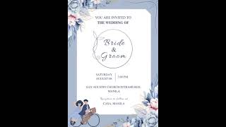 Wedding Invitation Dusty Blue I Weding Template Light Blue I Printable Canva Editable Templates PH