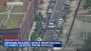 Philadelphia police officer injured after fight breaks out near school