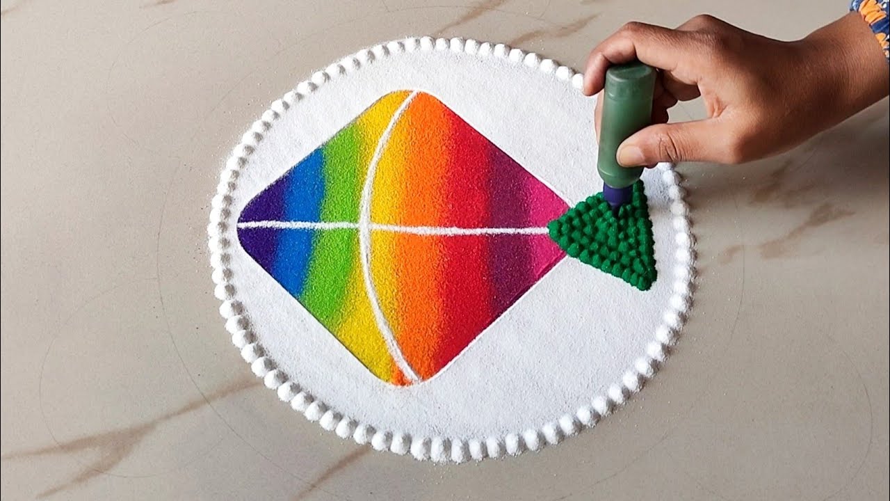 Makar Sankranti Special Rangoli | Simple Rangoli Designs using ...